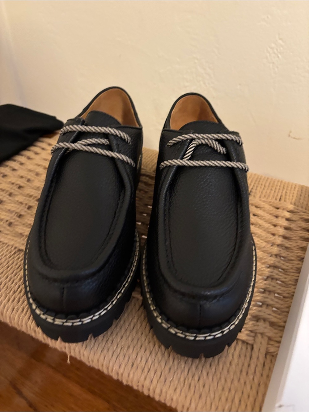 Paper Straight Lug Moc Derby in Black